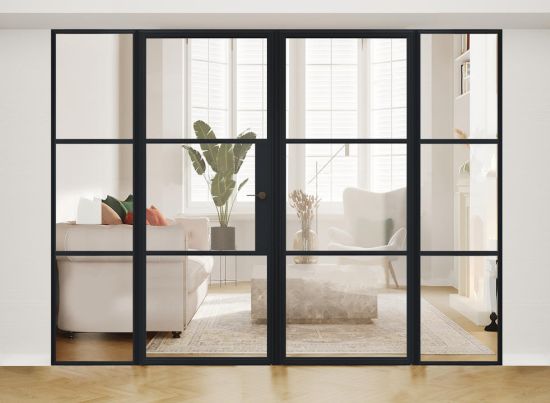 ALUSPACE 2.4m Black French Door - Bundle