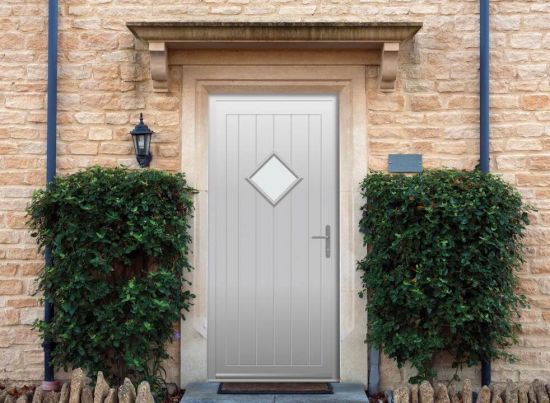 Abbey Diamond - Aluminium Agate Grey Front Door