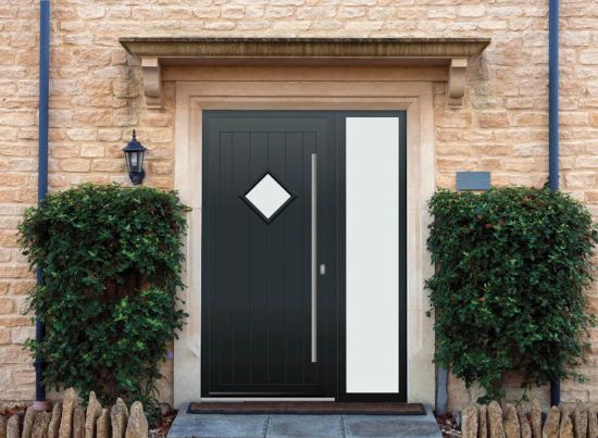 Abbey Diamond - Aluminium Anthracite Grey Front Door - With Sidelight