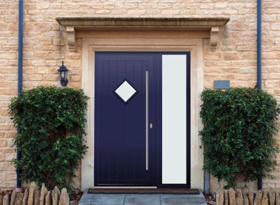 Abbey Diamond - Aluminium Cobalt Blue Front Door - With Sidelight