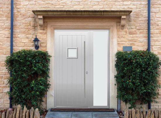 Abbey Square - Aluminium Agate Grey Front Door - With Sidelight