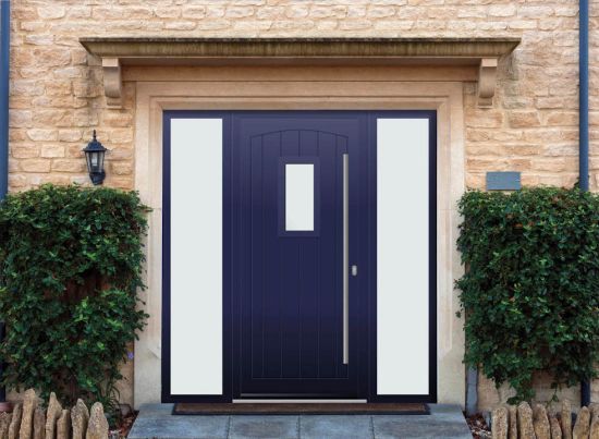 Broadfield - Aluminium Cobalt Blue Front Door - With Double Sidelight