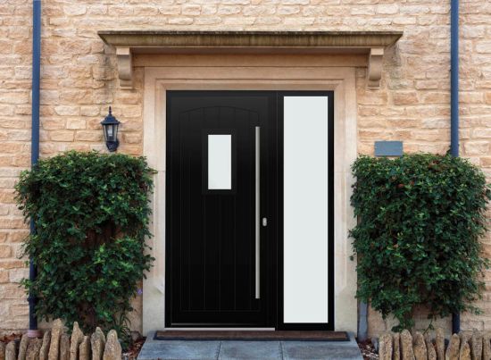 Broadfield - Aluminium Black Front Door - With Sidelight