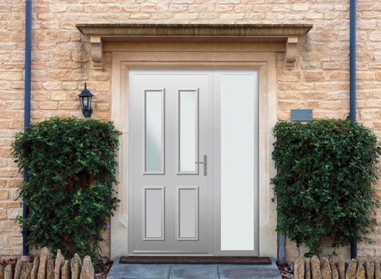 Harley - Aluminium Agate Grey Front Door - With Sidelight