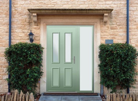 Harley - Aluminium Cotswold Green Front Door - With Sidelight