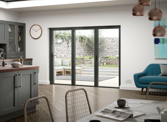 Status 2.7m Grey Aluminium Bifold doors