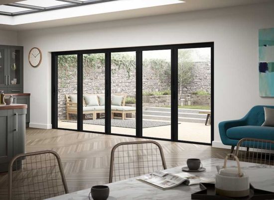 Status 5.0m Black Aluminium Bifold doors