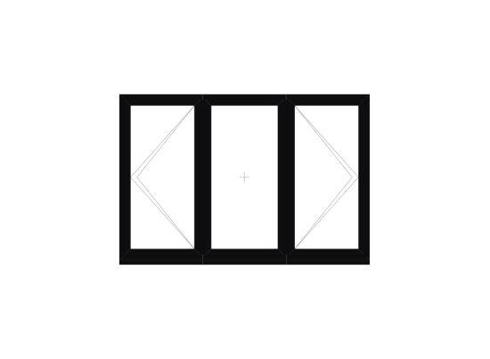 Black Brown Triple Flush Casement Window 1770mm x 1200mm