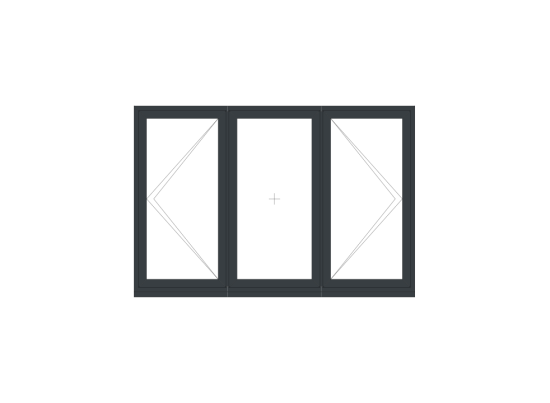 Anthracite Grey Triple Flush Casement Window 1770mm x 1200mm