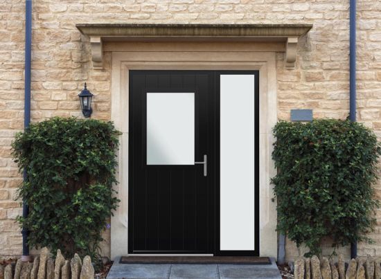 Woodchester - Aluminium Black Front Door - With Sidelight