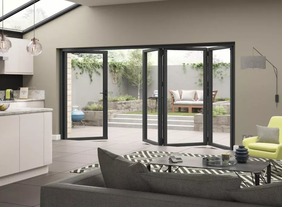 bifold doors in a modern kitchen