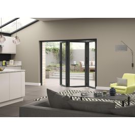 Supreme 2.4m Grey Aluminium Bi-fold Doors Double Glazed