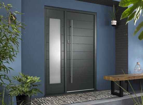 Vufold Ultimate 1.44m Oslo Grey Front Door with single 457mm sidelight