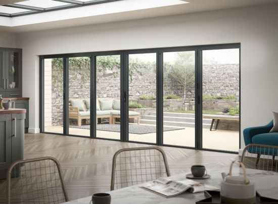 Status 6.0m Grey Aluminium 6 Bifold doors