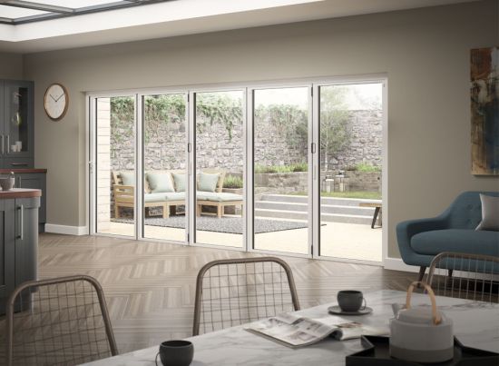 Status 5.0m White Aluminium Bifold doors