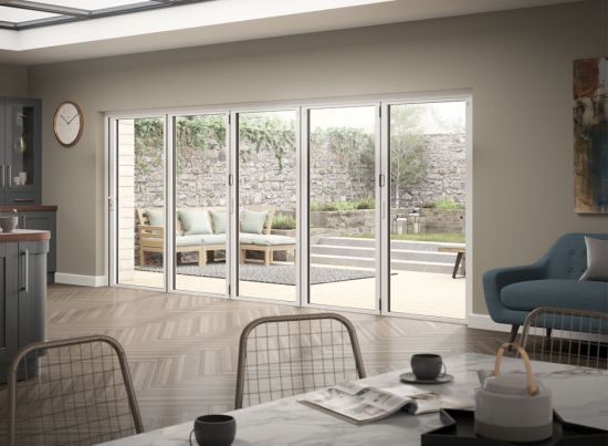 Status 5.0m Grey/White Aluminium Bifold doors