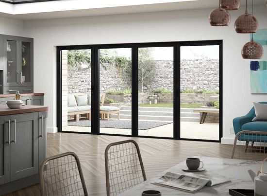 Status 4.0m Black Aluminium Bifold doors