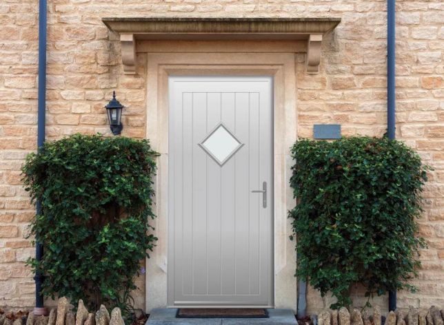 Abbey Diamond Agate Grey Aluminium Front Door