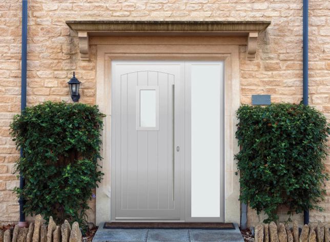 Broadfield - Aluminium Agate Grey Front Door - With Sidelight