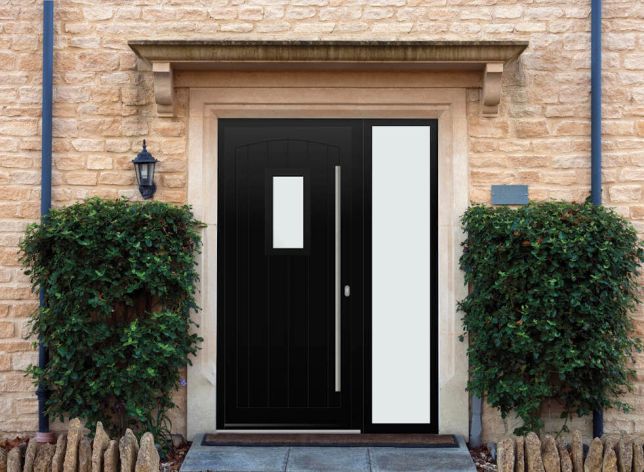 Broadfield - Aluminium Black Front Door - With Sidelight