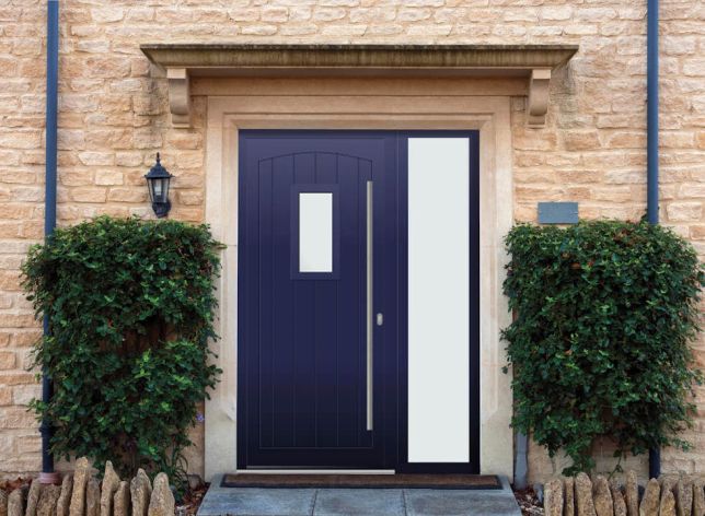 Broadfield - Aluminium Cobalt Blue Front Door - With Sidelight