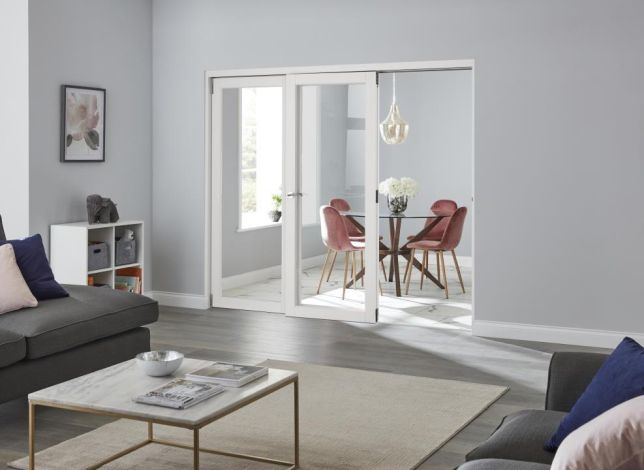 Access door open - Finesse White 1.8m (approx 6ft) Internal Bifold Doors - trackless