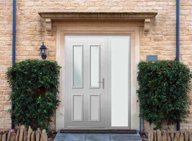 Harley - Aluminium Agate Grey Front Door - With Sidelight