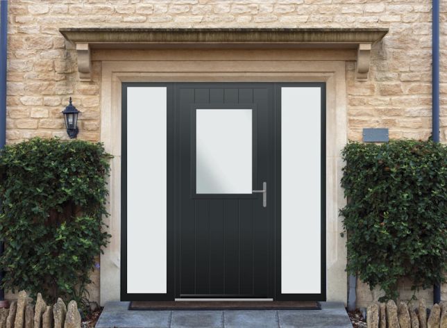 Woodchester - Aluminium Anthracite Grey Front Door - With Double Sidelight