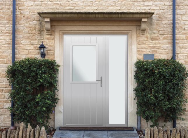 Woodchester - Aluminium Agate Grey Front Door - With Sidelight