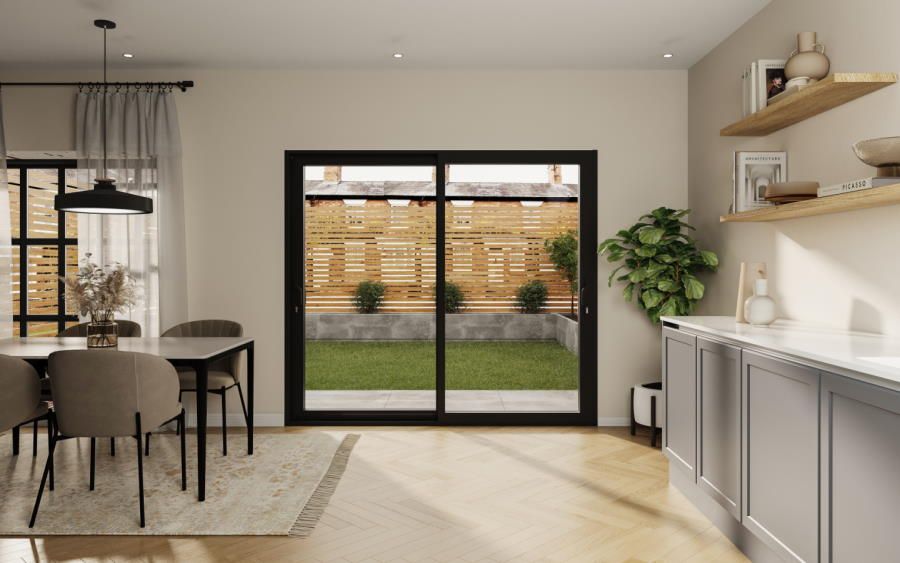 Supreme 2.7m (approx 9ft) Black Sliding Door - Double Glazed