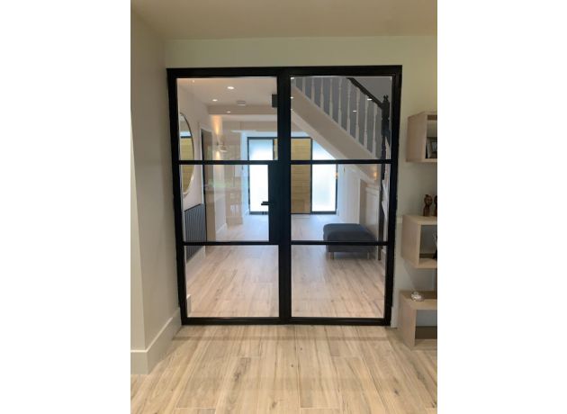 1.9m Black Internal French Door - Closed