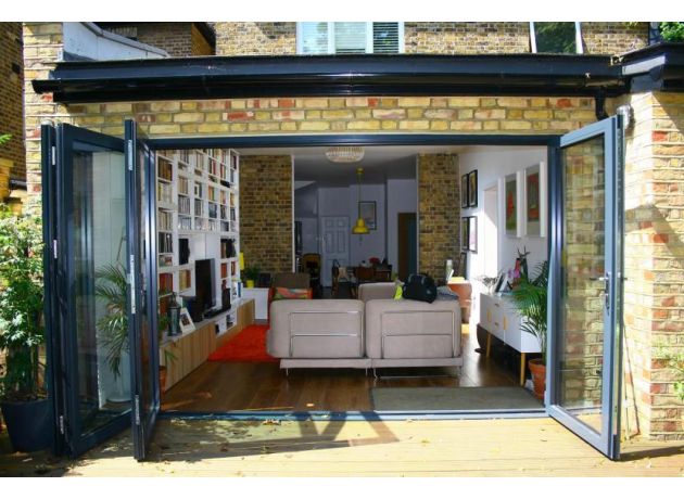 Outside open view of a Supreme 3.6M Aluminium External Bifold Door