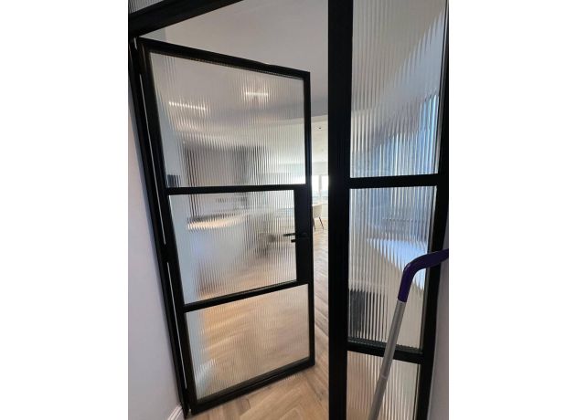 Aluspace single door with sidelight and fan light