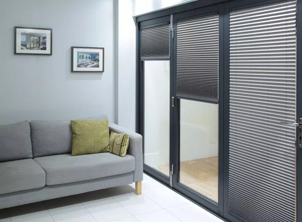 vufold bifold doors with integrated blinds