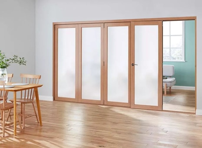 Vufold large frosted internal bifold doors